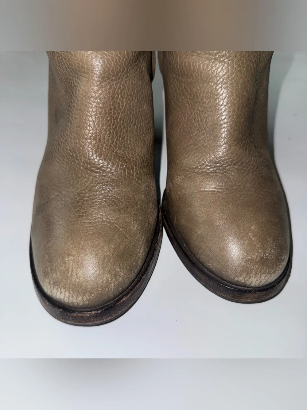Tory Burch Junction Porcini Green Tumbled Leather Ankle Booties Size 7.5M